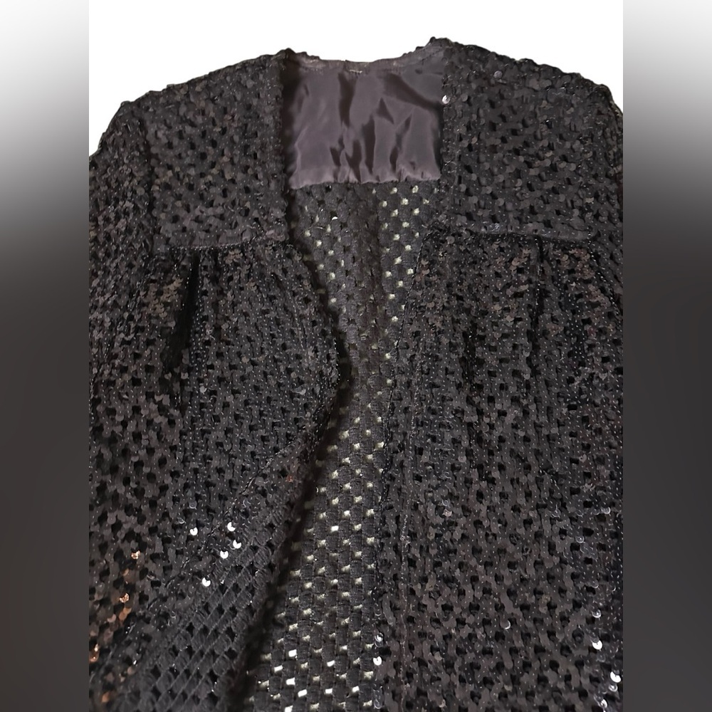 Vintage black sequin cardigan, large - Picture 4 of 12